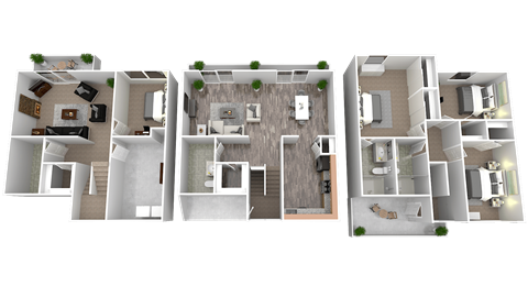 Floor plan for 4 beds, 4 baths, 2040 sqft